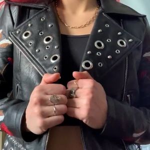 Faux leather Embroidered Jacket